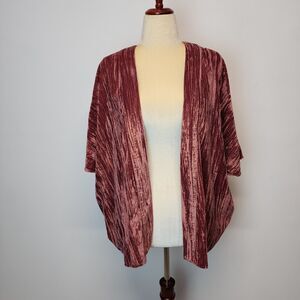 A New Day Crushed Velvet Kimono Topper Womens One Size Pink Boho Whimsigoth